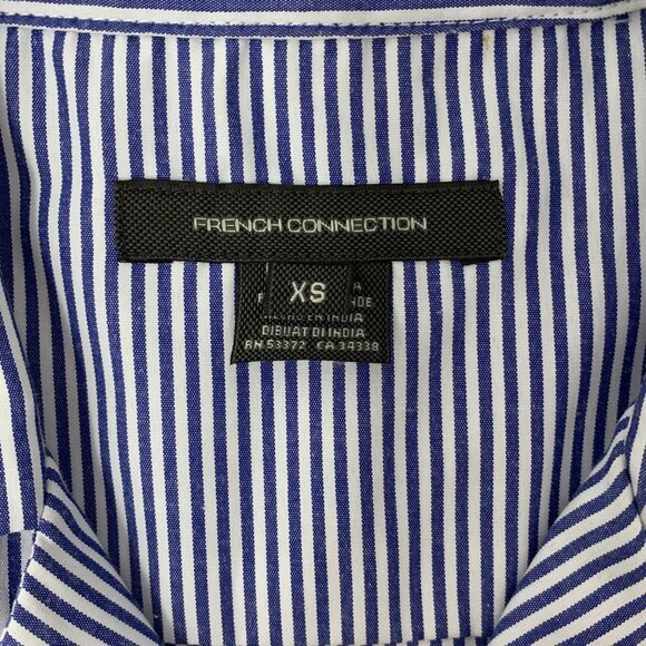 French Connection Blue & White Stripe Short Sleeve Women's Shirt Size XS - Picture 3 of 7